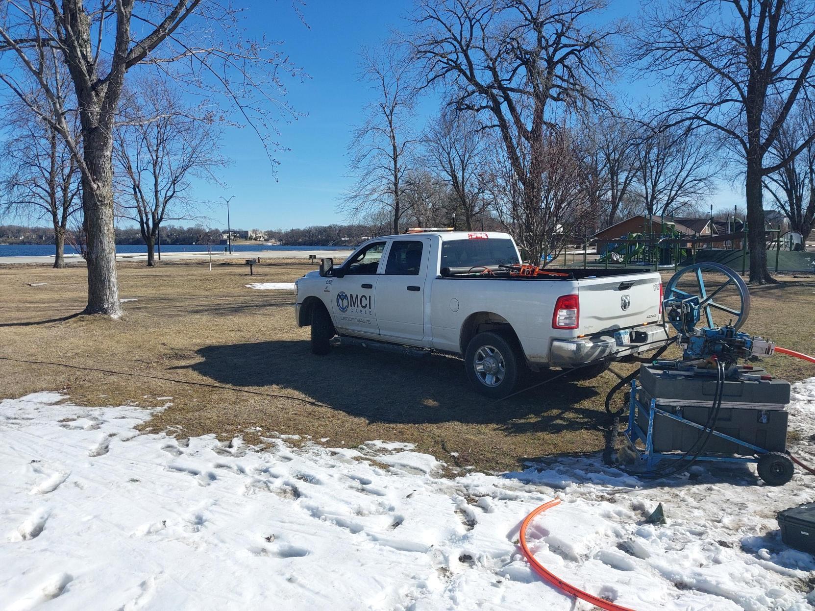 MCI fiber jetting equipment staged on site